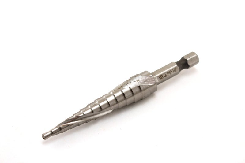 TEMO M35 Cobalt Spiral Flute Step Drill Unibit, 13 Size 1/8 Inch To 1/2 Inch, 1/4 Inch Hex Shank - Image 1